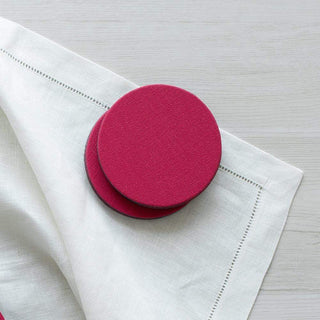 Caspari Classic Canvas Fuchsia Coaster Round 8-In Felt/Canvas 4015CR