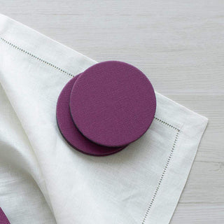 Caspari Classic Canvas Aubergine Coaster Round 8-In Felt/Canvas 4016CR