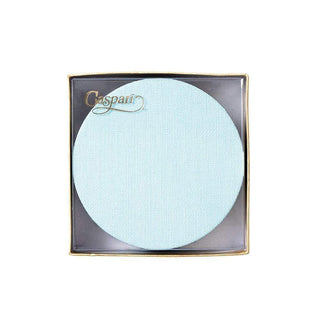 Caspari Classic Canvas Aqua Coaster Round 8-In Felt/Canvas 4018CR