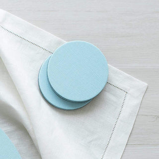 Caspari Classic Canvas Aqua Coaster Round 8-In Felt/Canvas 4018CR