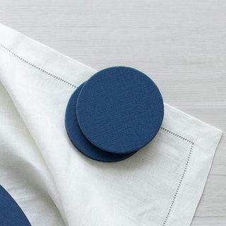 Caspari Classic Canvas Navy Coaster Round 8-In Felt/Canvas 4019CR