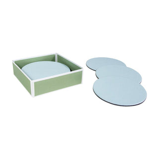 Caspari Soft Aqua Lizard Coaster Round 8 In Felt-4 Inch Diam 4026CR