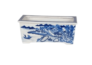 Avala Blue & White Rectangular Planter - 17" 41929