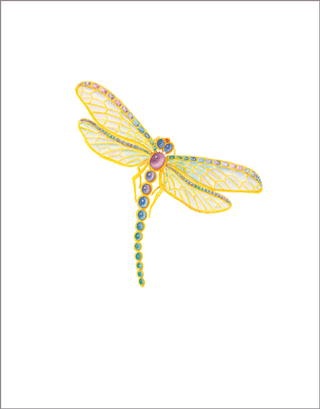 Caspari Dragonfly Foil Enclosures Foil 4 Pk 53AENC