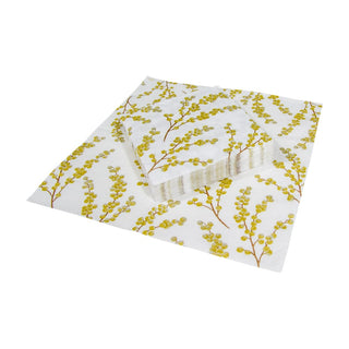 Caspari Berry Branches White/Gold Napkin Cocktail 5724C
