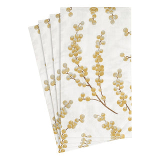 Caspari Berry Branches White/Gold Guest Towel 5724G