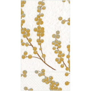 Caspari Berry Branches White/Gold Guest Towel 5724G