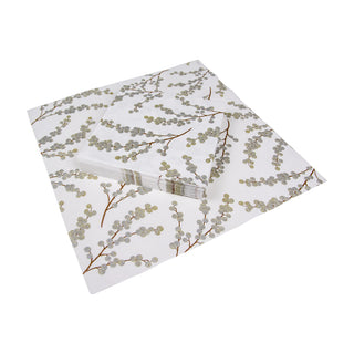 Berry Branches White/Silver Napkin Luncheon