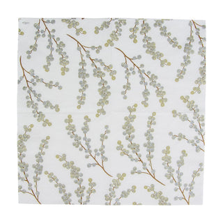 Caspari Berry Branches White/Silver Napkin Cocktail 5725C