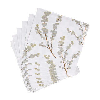 Caspari Berry Branches White/Silver Napkin Luncheon 5725L