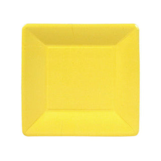 Grosgrain Border Yellow  Sq Salad/Dessert Plates Square