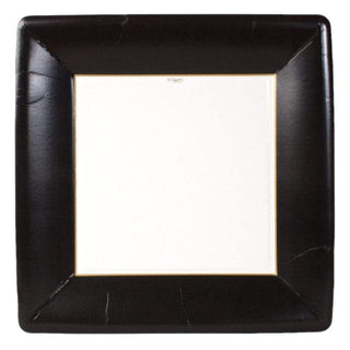 Caspari Grosgrain Border Black Sq Dinner Plates Square 6009DP
