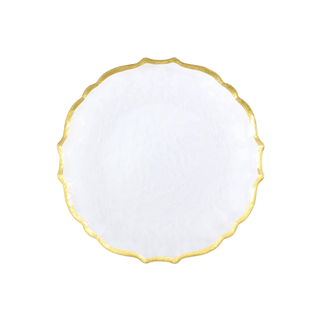 Vietri Baroque Glass Salad Plate in White 663698407935