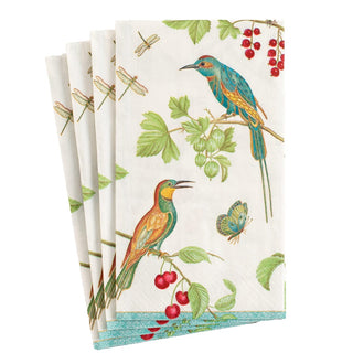 Caspari Jeweled Birds Ivory 2 Guest Towel 6860G