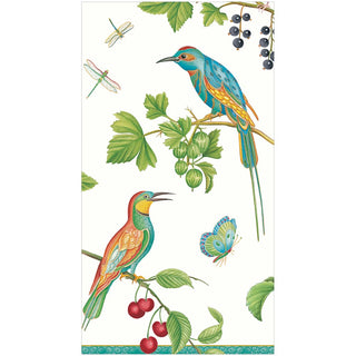 Caspari Jeweled Birds Ivory 2 Guest Towel 6860G
