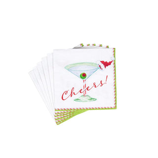 Caspari Christmas Cocktail Cheers! Paper Cocktail Napkins - 40 Per Box 6972B