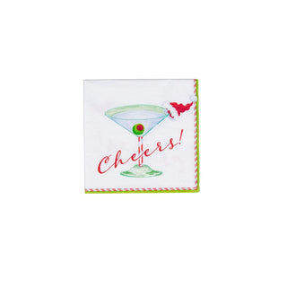 Caspari Christmas Cocktail Cheers! Paper Cocktail Napkins - 40 Per Box 6972B