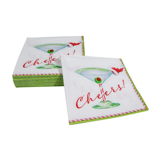 Caspari Christmas Cocktail Cheers! Napkin Cocktail 6972C