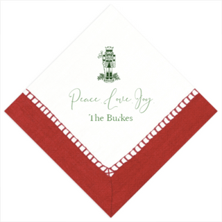 Personalization by Caspari Linen Border Red  Personalized Cocktail Napkins 7655CPG