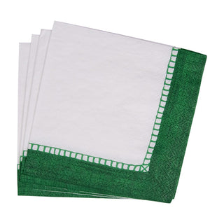 Caspari Linen Border Emerald Napkin Cocktail 7656C