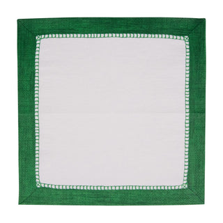 Caspari Linen Border Emerald Napkin Cocktail 7656C