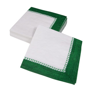 Caspari Linen Border Emerald Napkin Cocktail 7656C