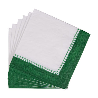 Caspari Linen Border Emerald Napkin Cocktail 7656C