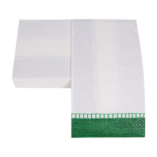 Caspari Linen Border Emerald Guest Towel 7656G