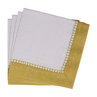 Caspari Linen Border Gold Napkin Cocktail 7657C