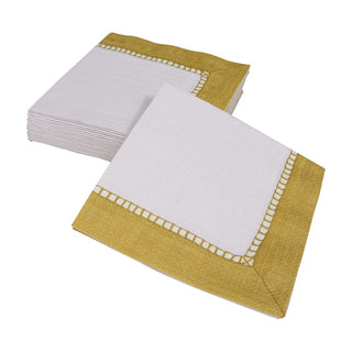 Caspari Linen Border Gold Napkin Cocktail 7657C