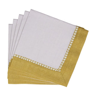 Caspari Linen Border Gold Napkin Cocktail 7657C