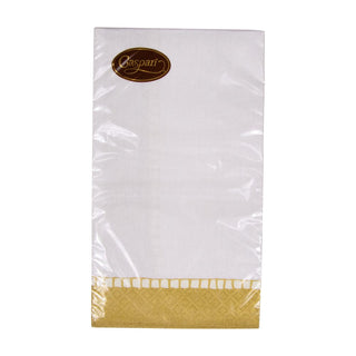 Caspari Linen Border Gold Guest Towel 7657G
