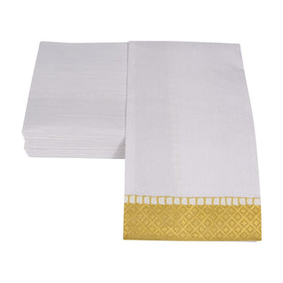 Caspari Linen Border Gold Guest Towel 7657G