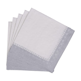 Caspari Linen Border Silver Napkin Cocktail 7658C