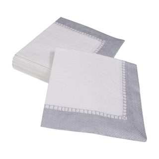 Caspari Linen Border Silver Napkin Cocktail 7658C