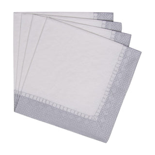 Caspari Linen Border Silver Napkin Cocktail 7658C