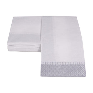 Caspari Linen Border Silver Guest Towel 7658G