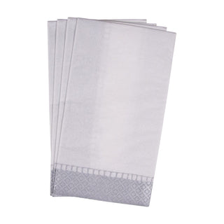 Caspari Linen Border Silver Guest Towel 7658G