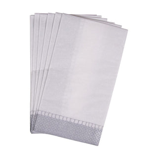 Caspari Linen Border Silver Guest Towel 7658G