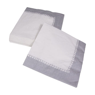 Caspari Linen Border Silver Napkin Luncheon 7658L