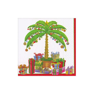 Caspari Deck The Palm - includes Pearl Cocktail Napkins - includes 12 Cocktail Napkins 8030C