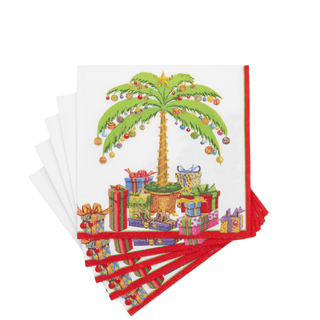 Caspari Deck The Palm Pearl Cocktail Napkins - includes 20 per package 8030C