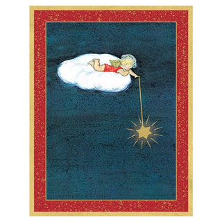 Caspari Angel Lying on a Cloud with Star Large Boxed Christmas Cards - 16 Cards & 16 Envelopes 80340