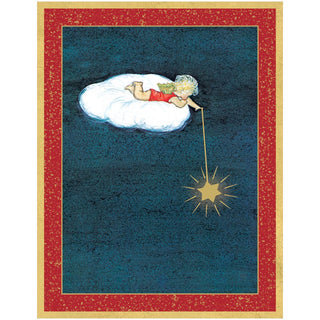 Caspari Angel Lying on a Cloud with Star Large Boxed Christmas Cards - includes 15 cards & envelopes 80340