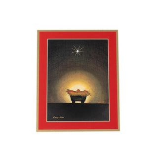Caspari Star and Creche Boxed Christmas Cards - 16 Cards & 16 Envelopes 81204