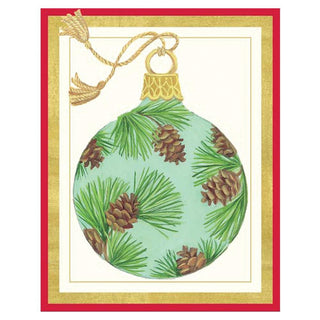 Caspari Pine Cone Ornament Mini Boxed Christmas Cards - 16 Cards & 16 Envelopes 82032