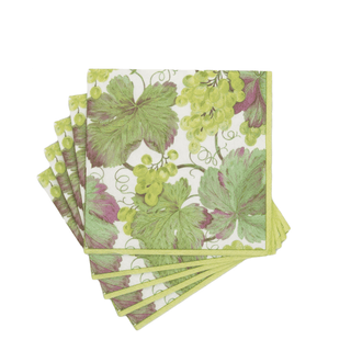 Caspari Vineyard Blanc Cocktail Napkins - includes 12 Cocktail Napkins 8213C