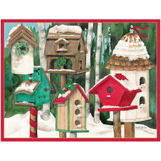 Caspari Birdhouses Classic Boxed Christmas Cards - includes 15 cards & envelopes 82226