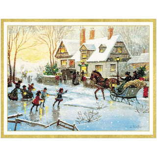 Caspari English Country Inn Boxed Christmas Cards - 16 Cards and 16 Envelopes 82243