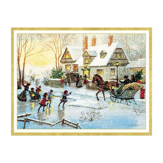 Caspari English Country Inn Classic Boxed Christmas Cards - includes 15 cards & envelopes 82243